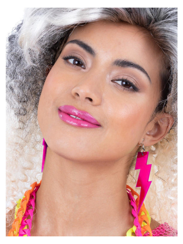 80s Neon Lightning Bolt Earrings Pink