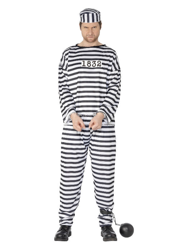 Adult Convict Costume Black White (2)