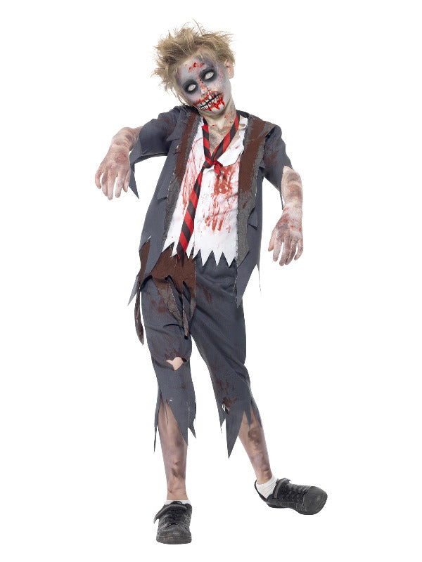 Kids Zombie School Boy Costume Grey