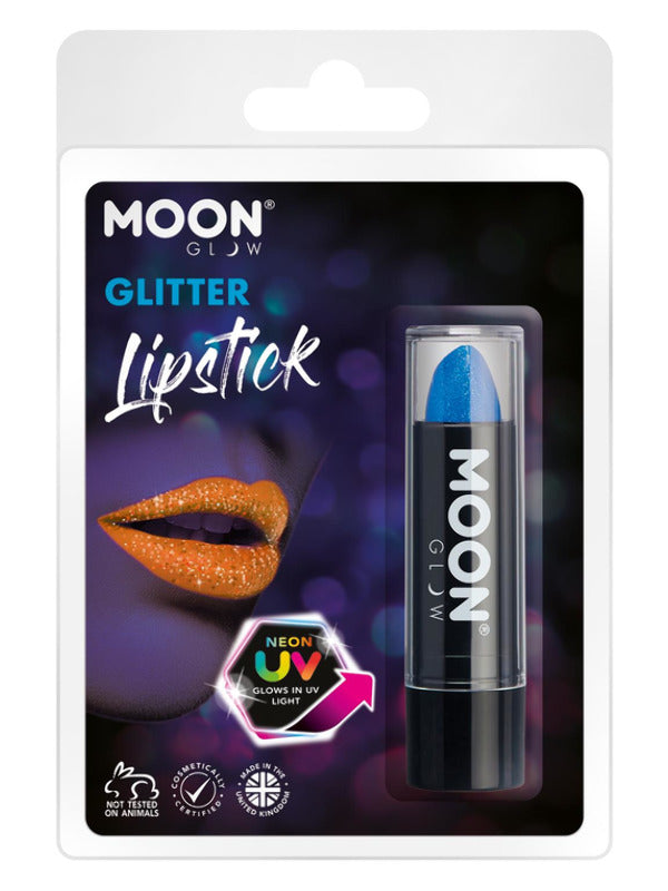 Adult Moon Glow Neon UV Glitter Lipstick Blue