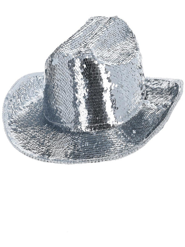 Fever Deluxe Sequin Cowboy Hat Silver