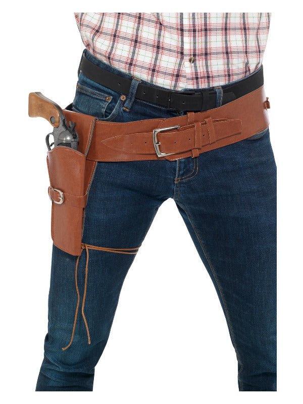 Adult Faux Leather Single Holster with Belt Tan