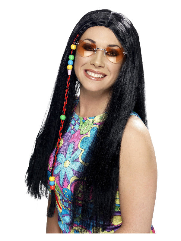 Hippy Party Wig Black