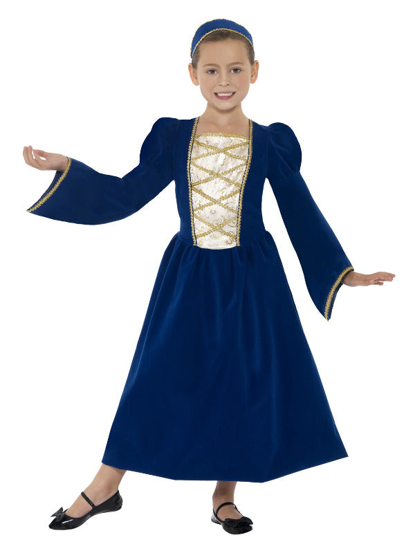 Kids Tudor Princess Girl Costume Royal Blue