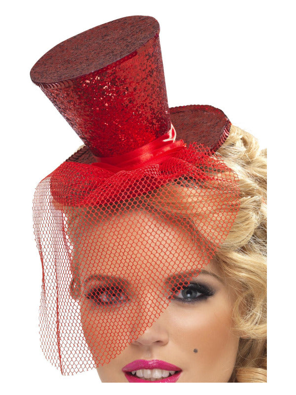 Fever Mini Top Hat on Headband Red
