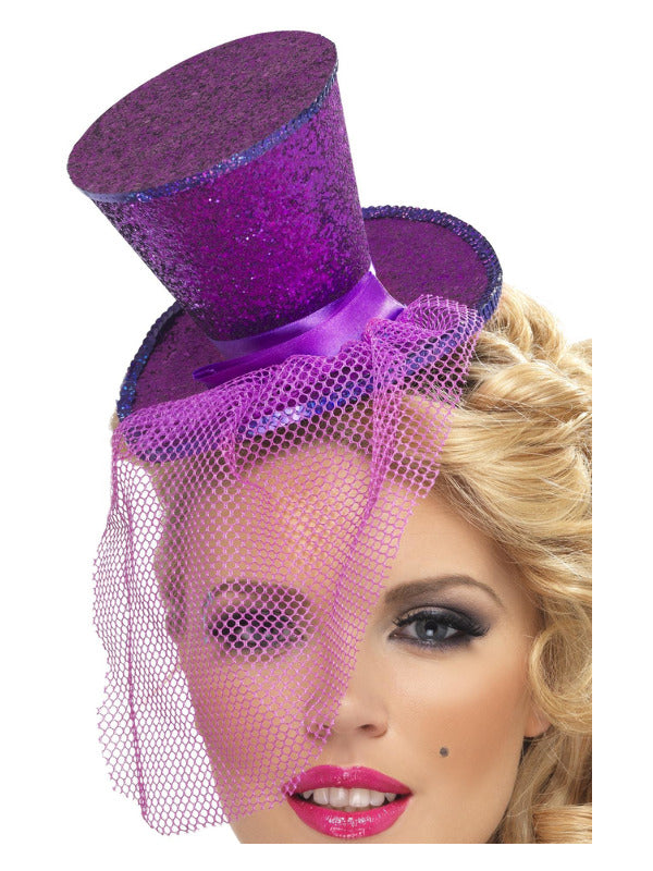 Fever Mini Top Hat on Headband Purple