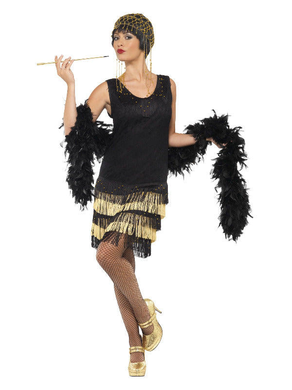 20s Fringed Flapper Costume Black