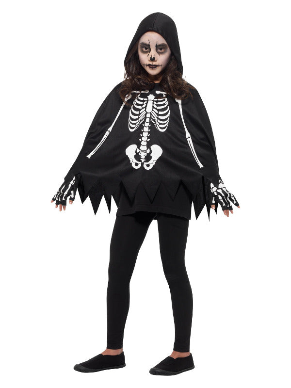 Kids Kids Unisex Skeleton Poncho with Gloves