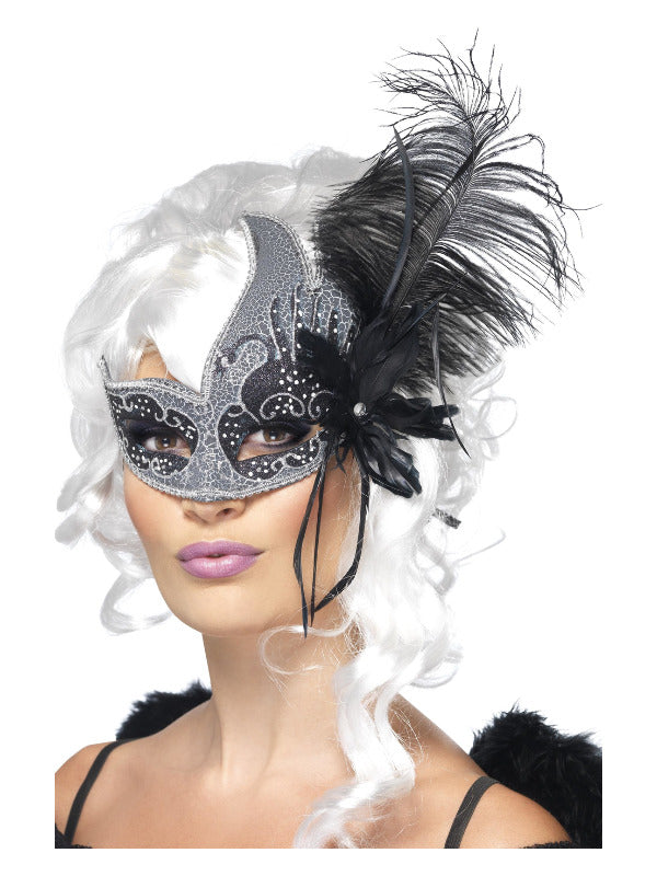 Masquerade Dark Angel Eyemask Silver Black