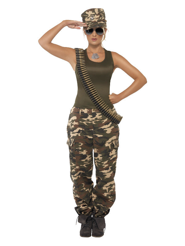 Deluxe Khaki Camo Costume Female Khaki Green