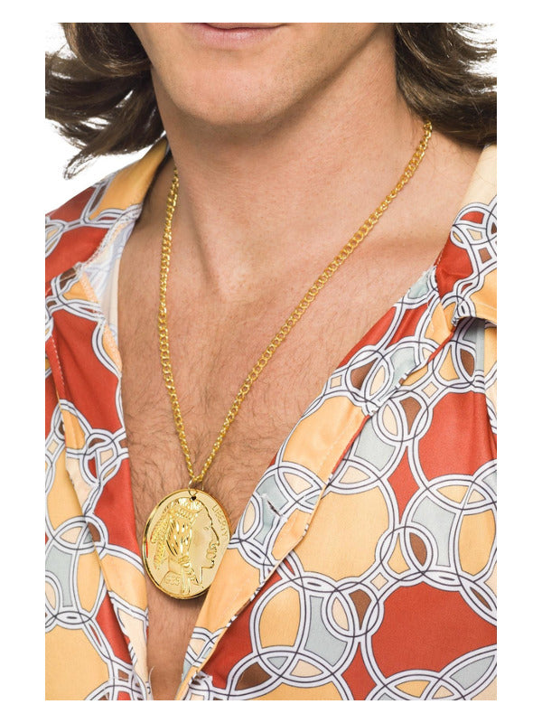 Gold Metal Medallion On Chain Gold