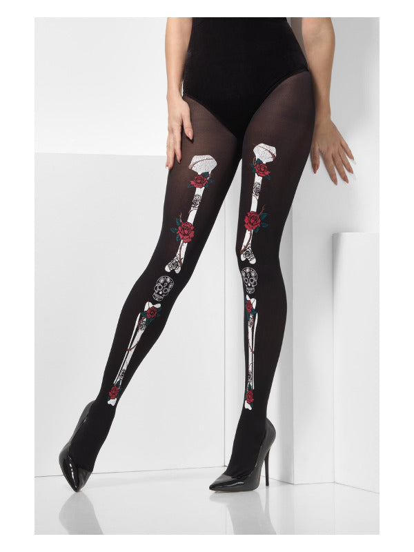 Opaque Day of the Dead Tights Black