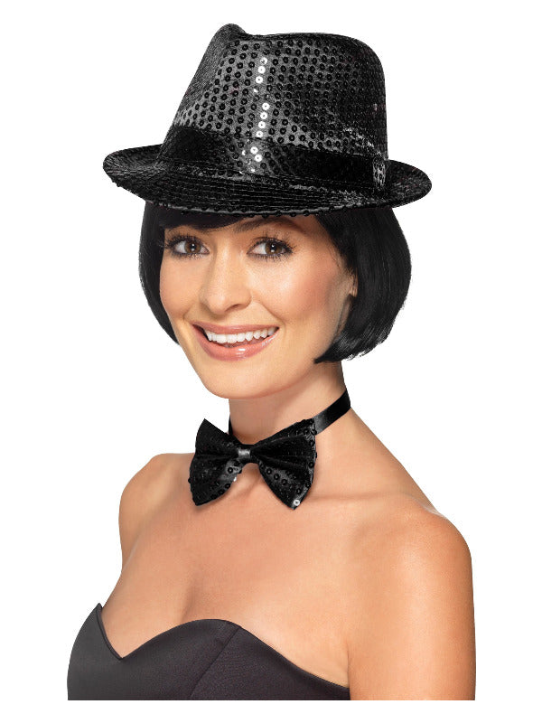 Sequin Trilby Hat Black