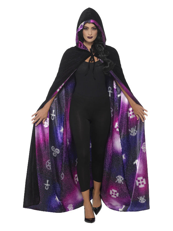Deluxe Reversible Galaxy Ouija Cape Black Purpl