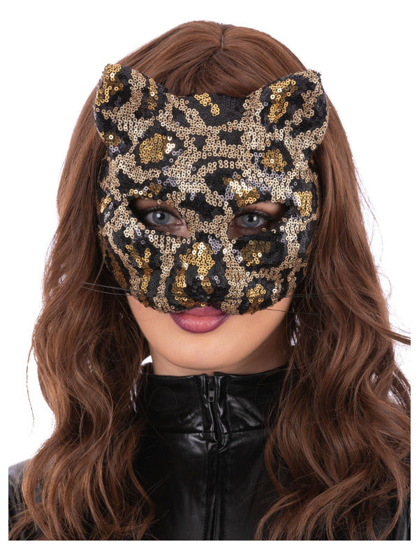 Sequin Leopard Cat Mask