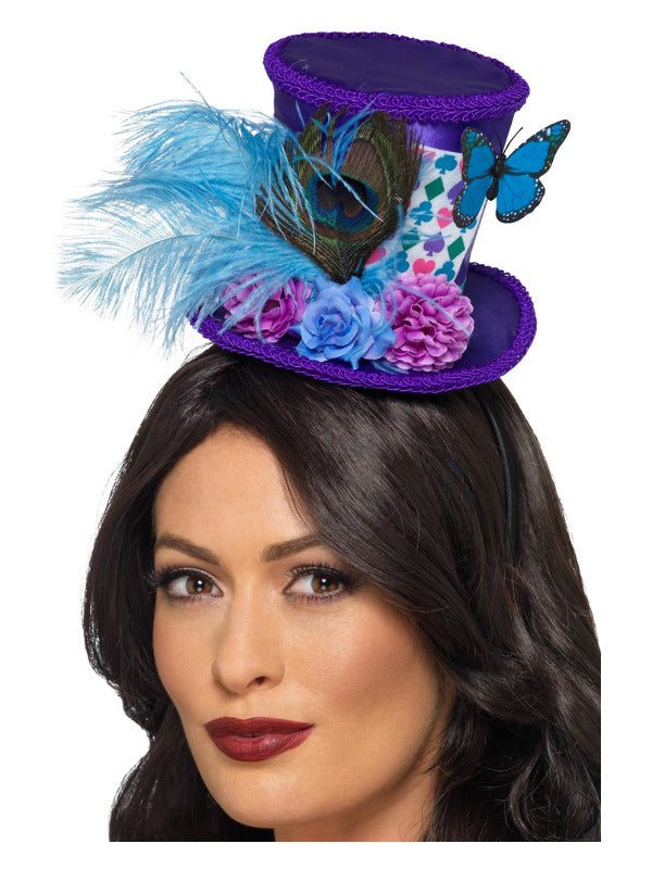 Mad Hatter Mini Feather Hat Purple