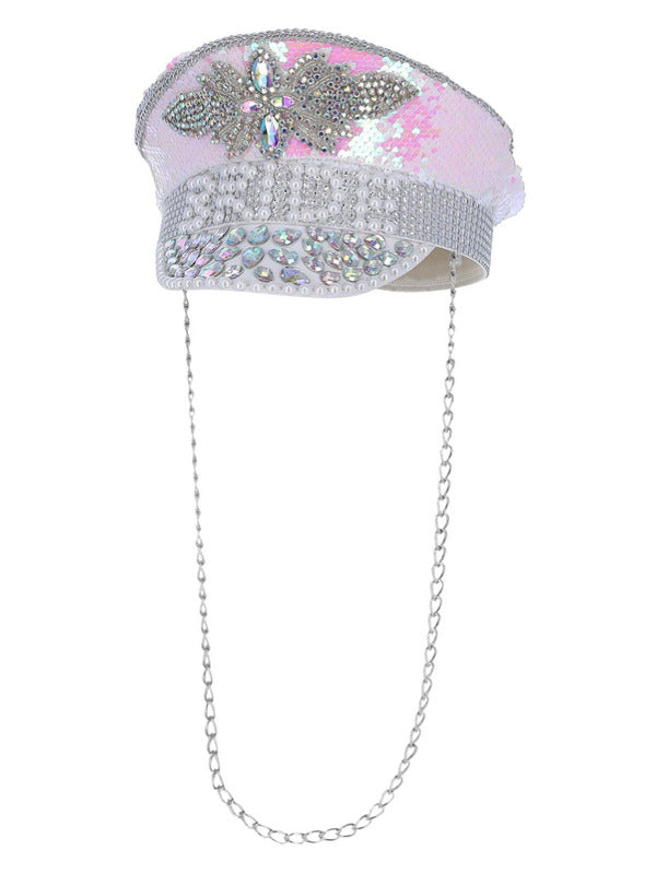 Fever Deluxe Sequin Pearl Bride Captains Hat
