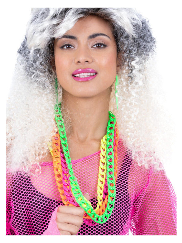 80s Neon Chain Necklaces 4Pk