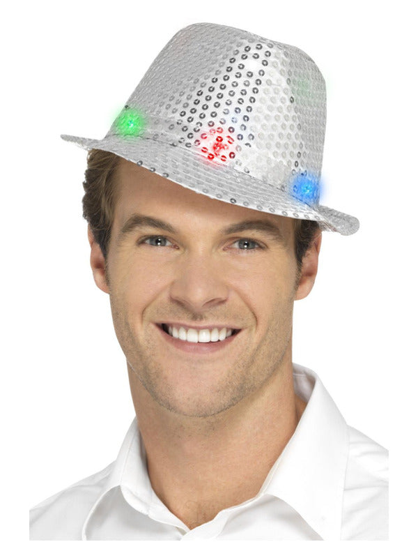 Unspecified Light Up Sequin Trilby Hat Silver