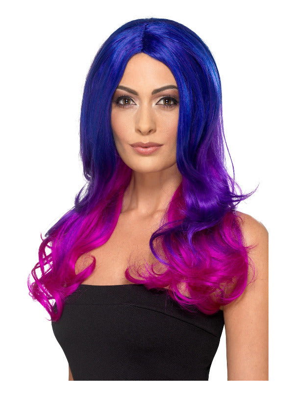 Fashion Ombre Wig Wavy Long Blue Pink