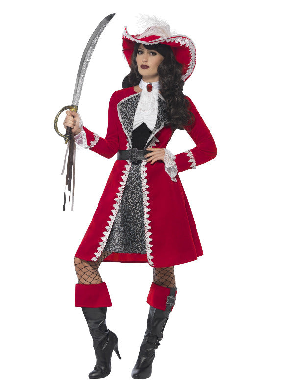 Deluxe Authentic Lady Captain Costume Red