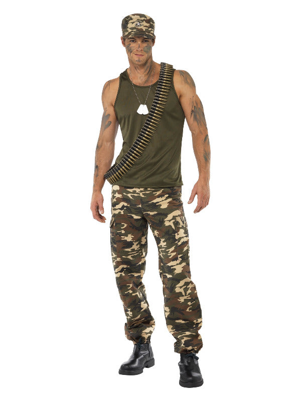 Deluxe Khaki Camo Costume Male Khaki Green