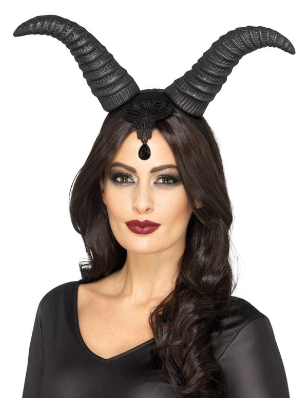 Demonic Queen Horns on Headband Black