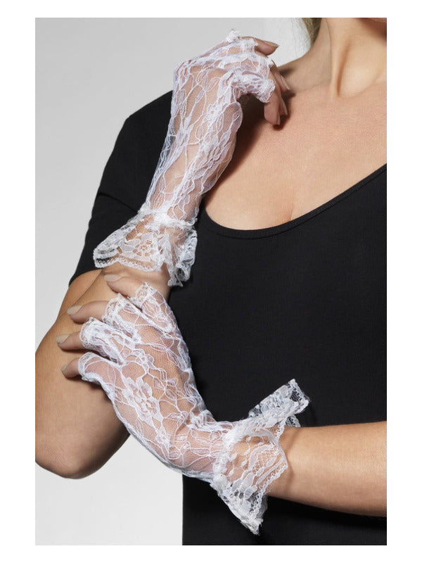 Fingerless Lace Gloves White