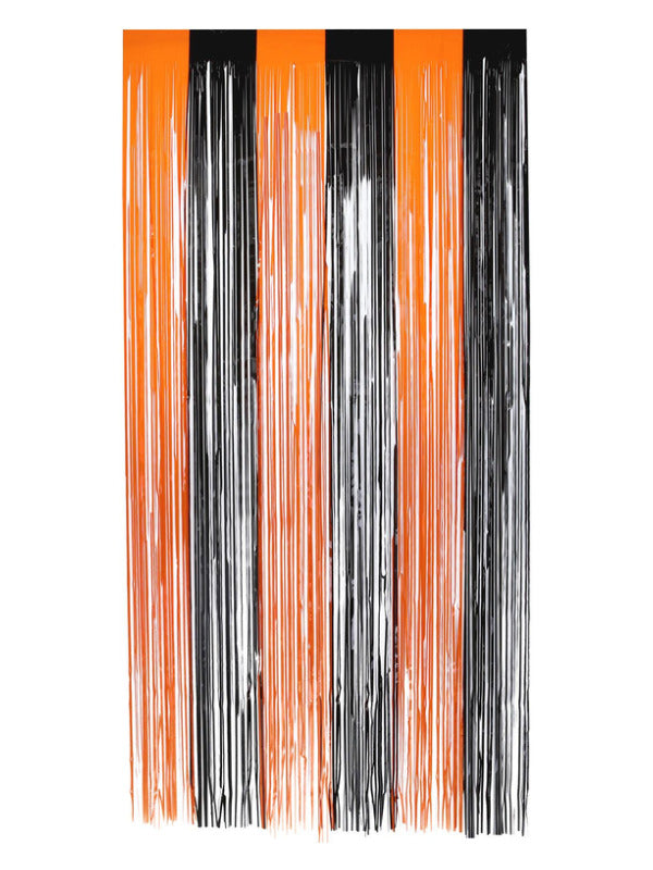 Matt Fringe Curtain Backdrop Orange Black