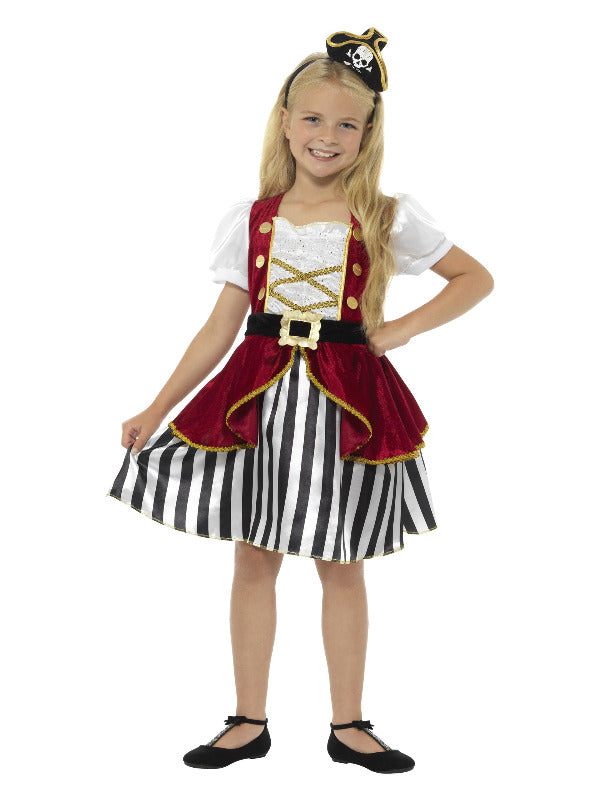 Kids Deluxe Pirate Girl Costume Red Black