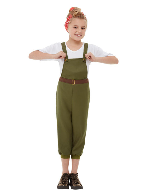 Kids WW2 Little Land Girl Costume Green