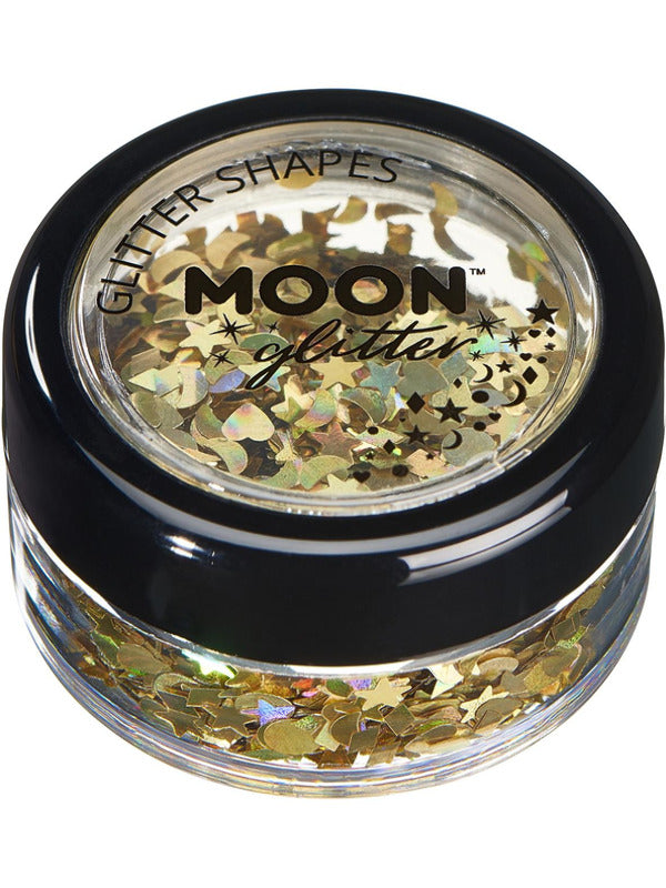 Adult Moon Glitter Holographic Glitter Shapes Gold