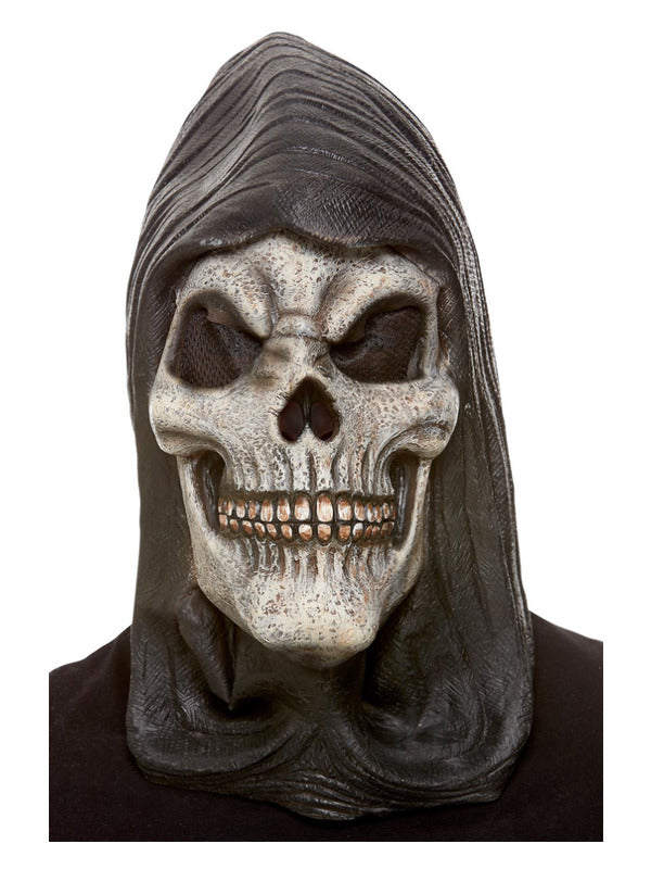 Hooded Skeleton Latex Mask White