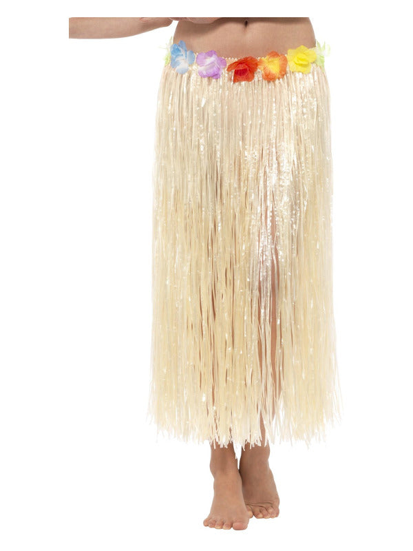 Hawaiian Hula Skirt with Flowers with Velcro Nat