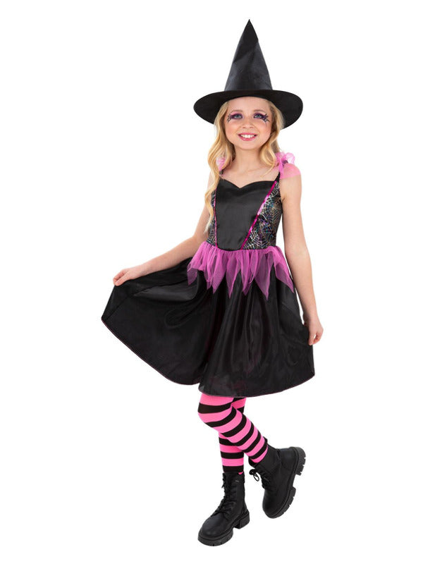 Kids Rainbow Web Witch Costume