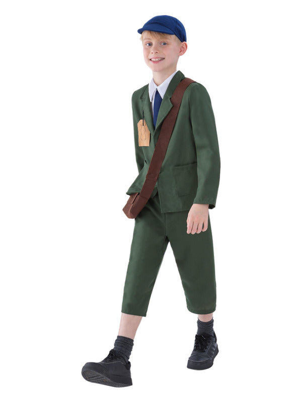 Kids World War II Evacuee Boy Costume Green