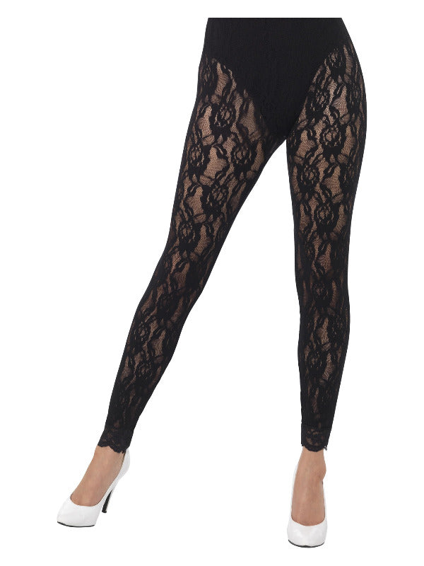 80s Lace Leggings Black