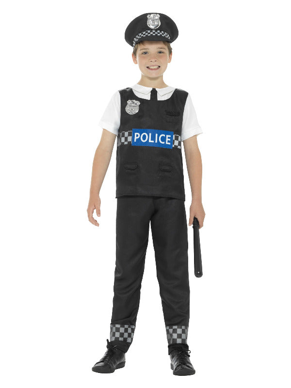 Kids Cop Costume Black  White