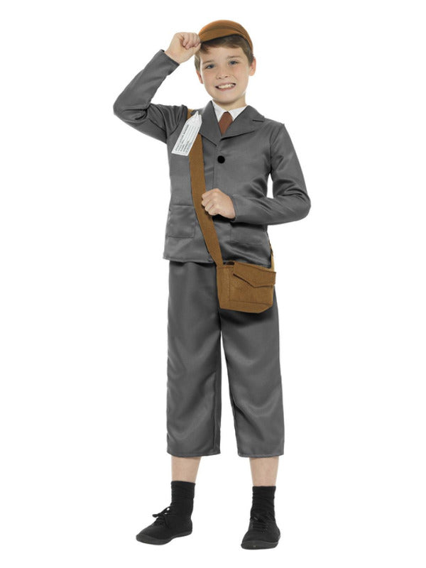 Kids WW2 Evacuee Boy Costume Grey