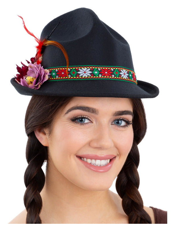 Dirndl Trenker Hat with Feathers Flowers