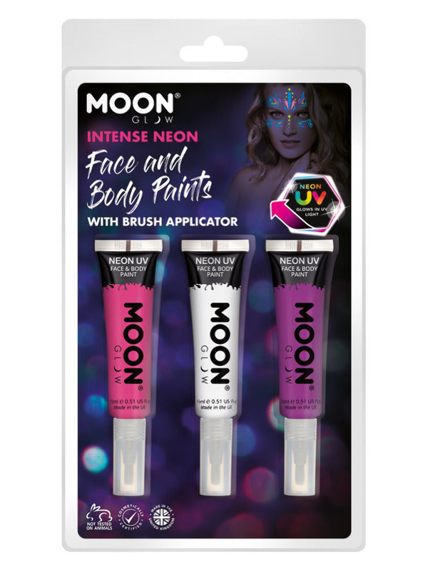 Adult Moon Glow Intense Neon UV Face Paint and Brush (2)