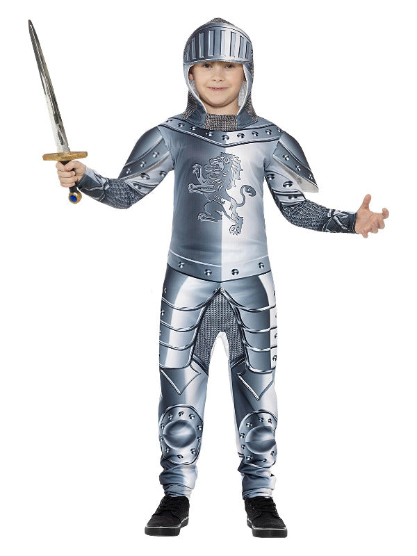 Kids Deluxe Armoured Knight Costume Grey
