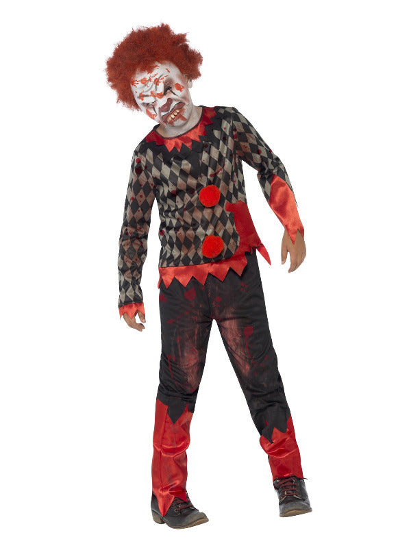 Kids Deluxe Zombie Clown Costume Red  Green