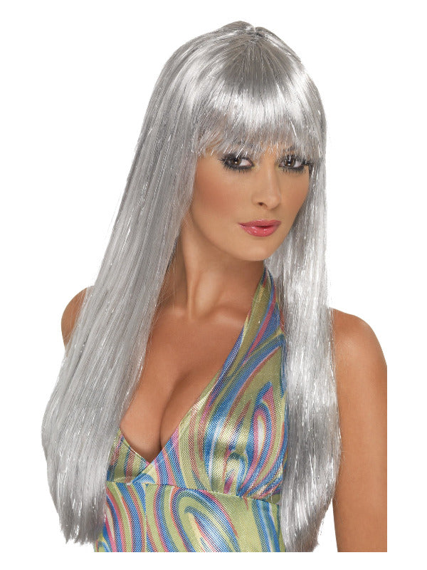 Glitter Disco Wig Silver