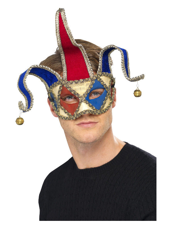Venetian Musical Jester Eyemask Red Blue