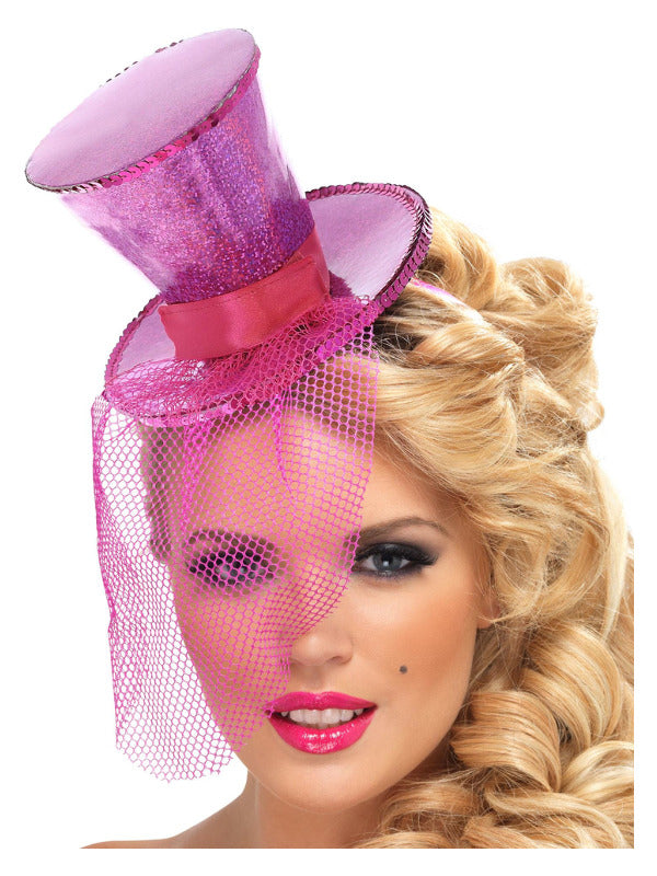 Fever Mini Top Hat on Headband Hot Pink