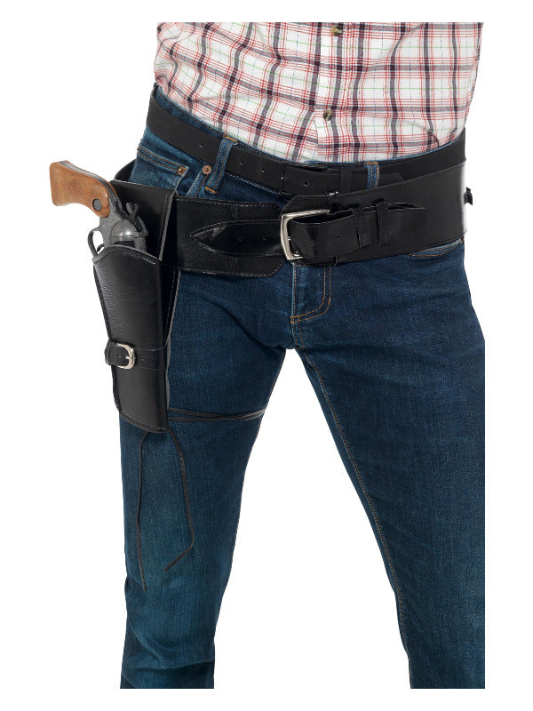 Adult Faux Leather Single Holster with Belt Black