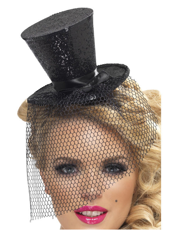 Fever Mini Top Hat on Headband Black