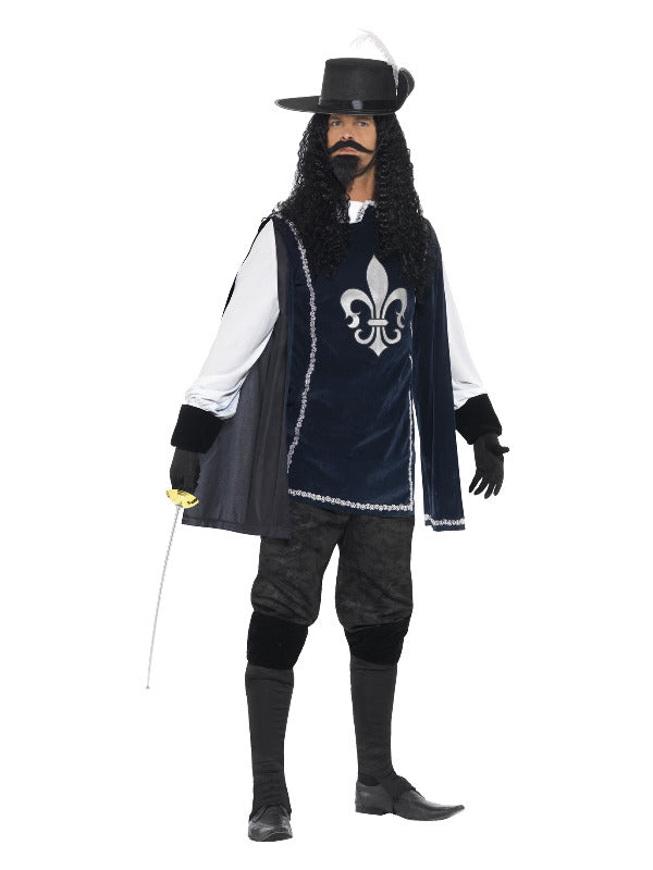 Musketeer Male Costume with Top Hat Navy