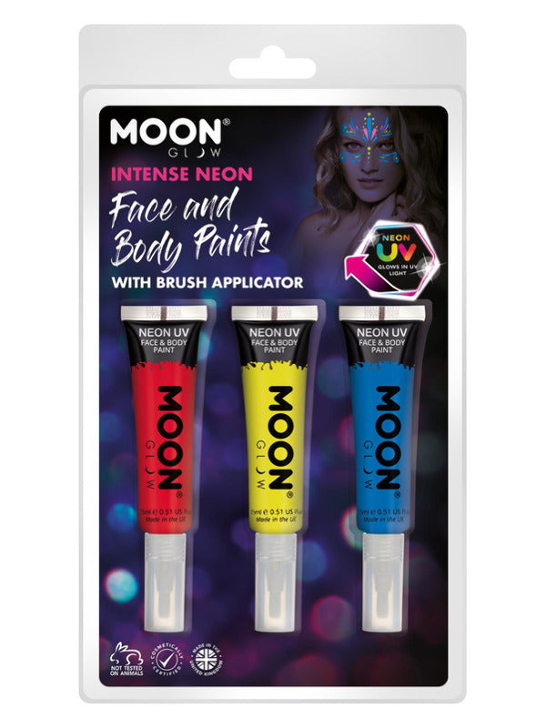 Adult Moon Glow Intense Neon UV Face Paint and Brush